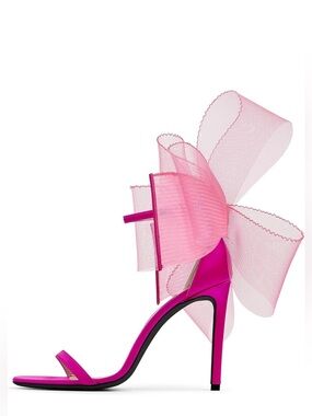 Coutgo Hot Pink Satin Bow Heeled Sandals Size 7